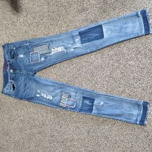 Patchwork skinny jeans